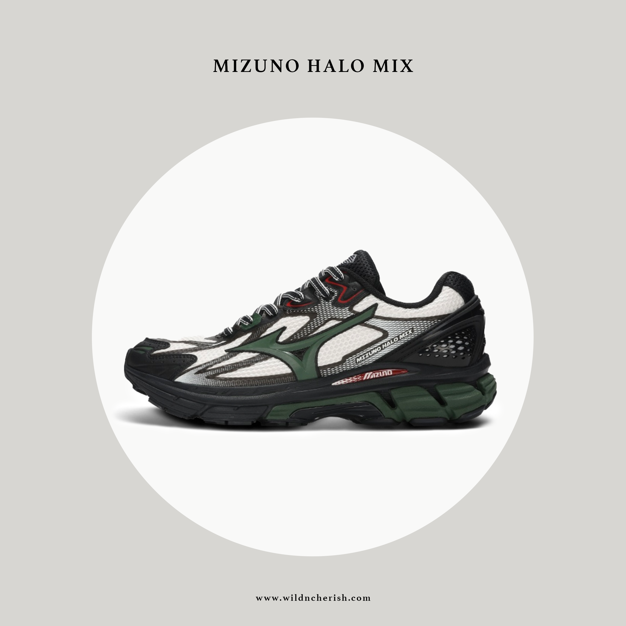 預訂 | Mizuno Halo Mix 復古慢跑鞋 黑綠