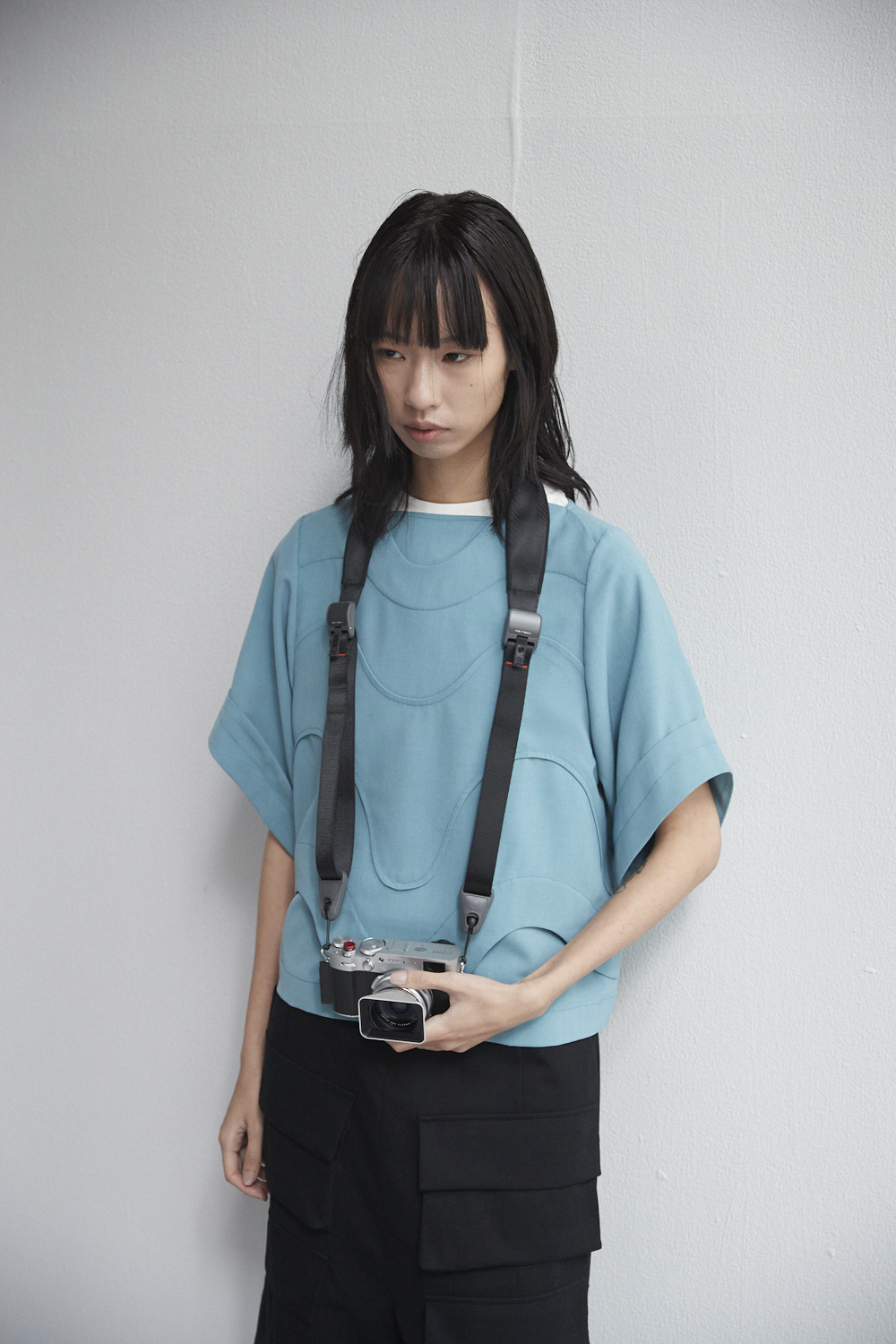 波浪剪接短袖上衣