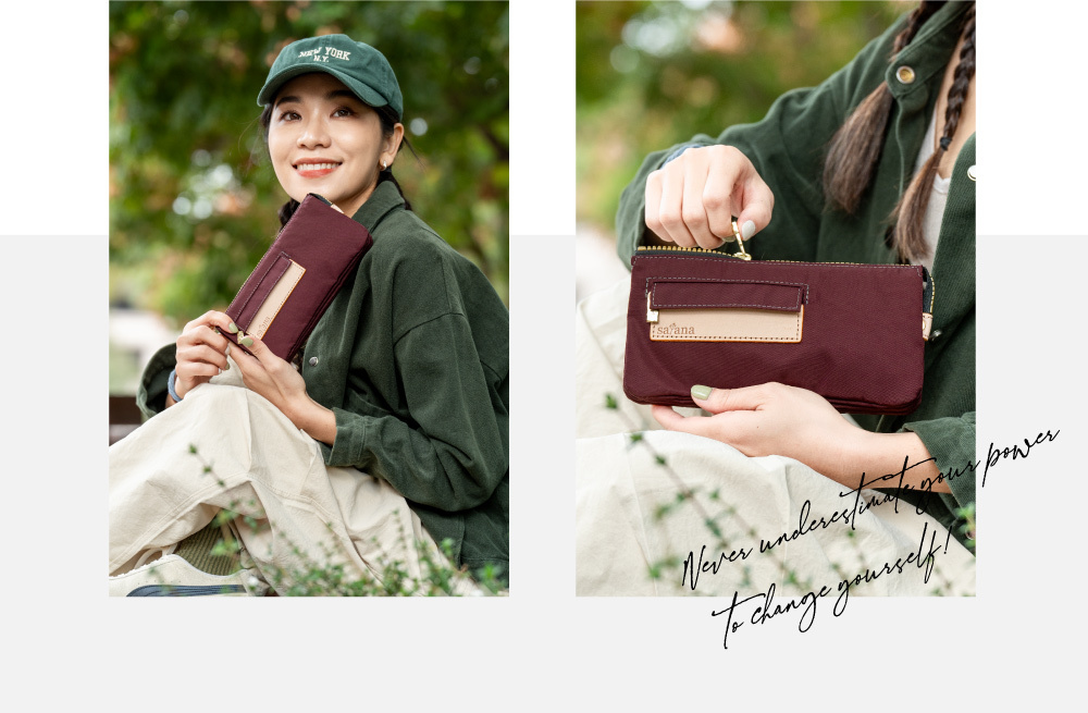 satana Soldier 多夾層拉鍊長夾 栗紅色 SOS1721-632 使用形象照