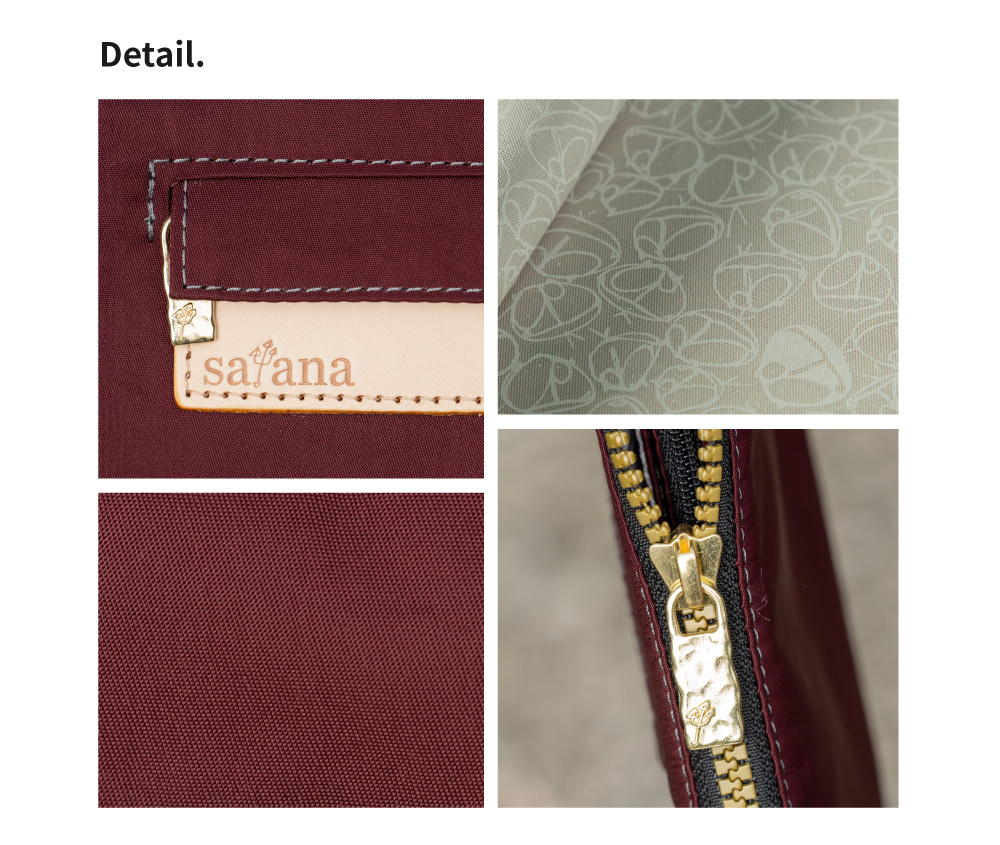 satana Soldier 多夾層拉鍊長夾 栗紅色 SOS1721-632 細節特寫照