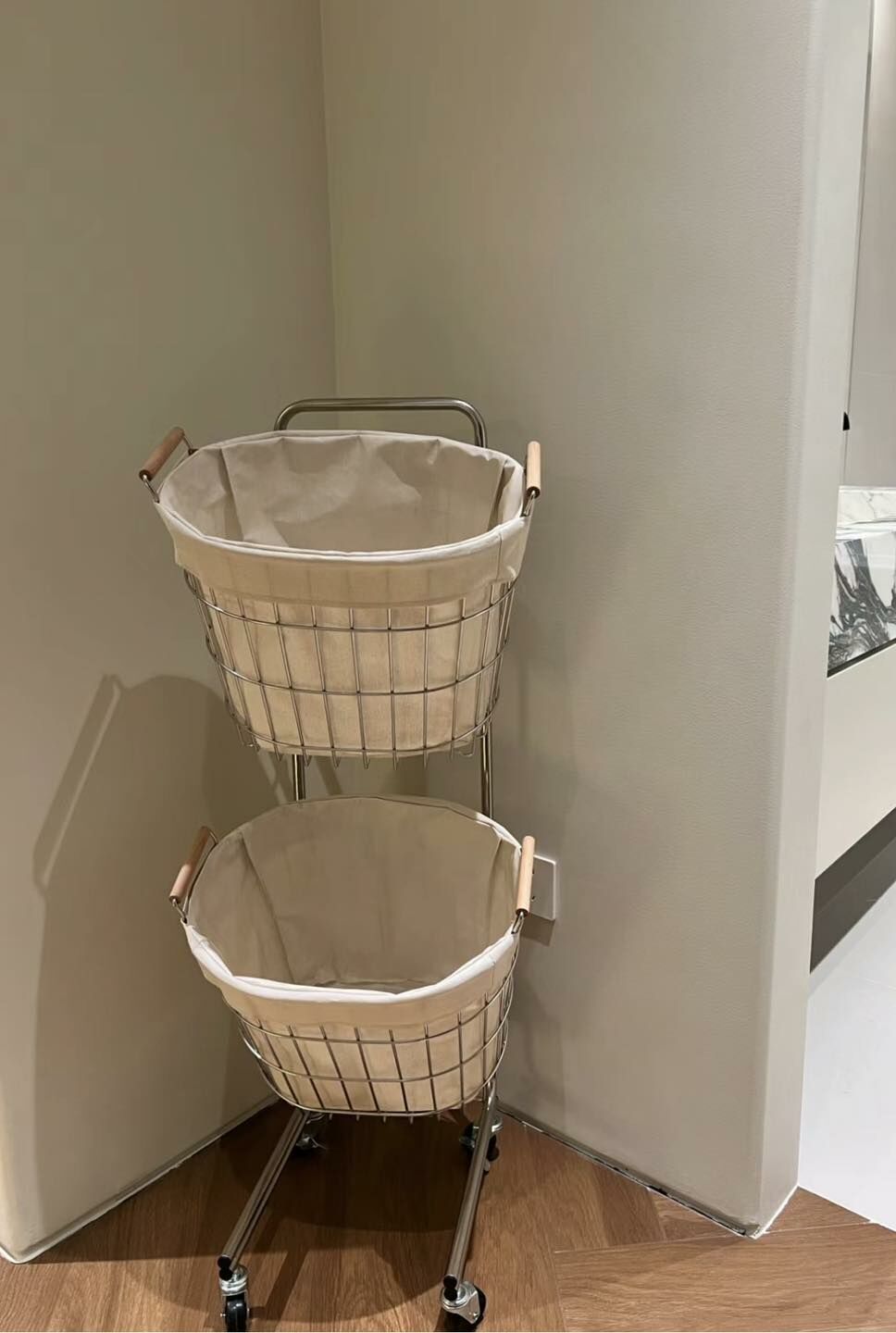 轉角2層不鏽鋼髒衣籃