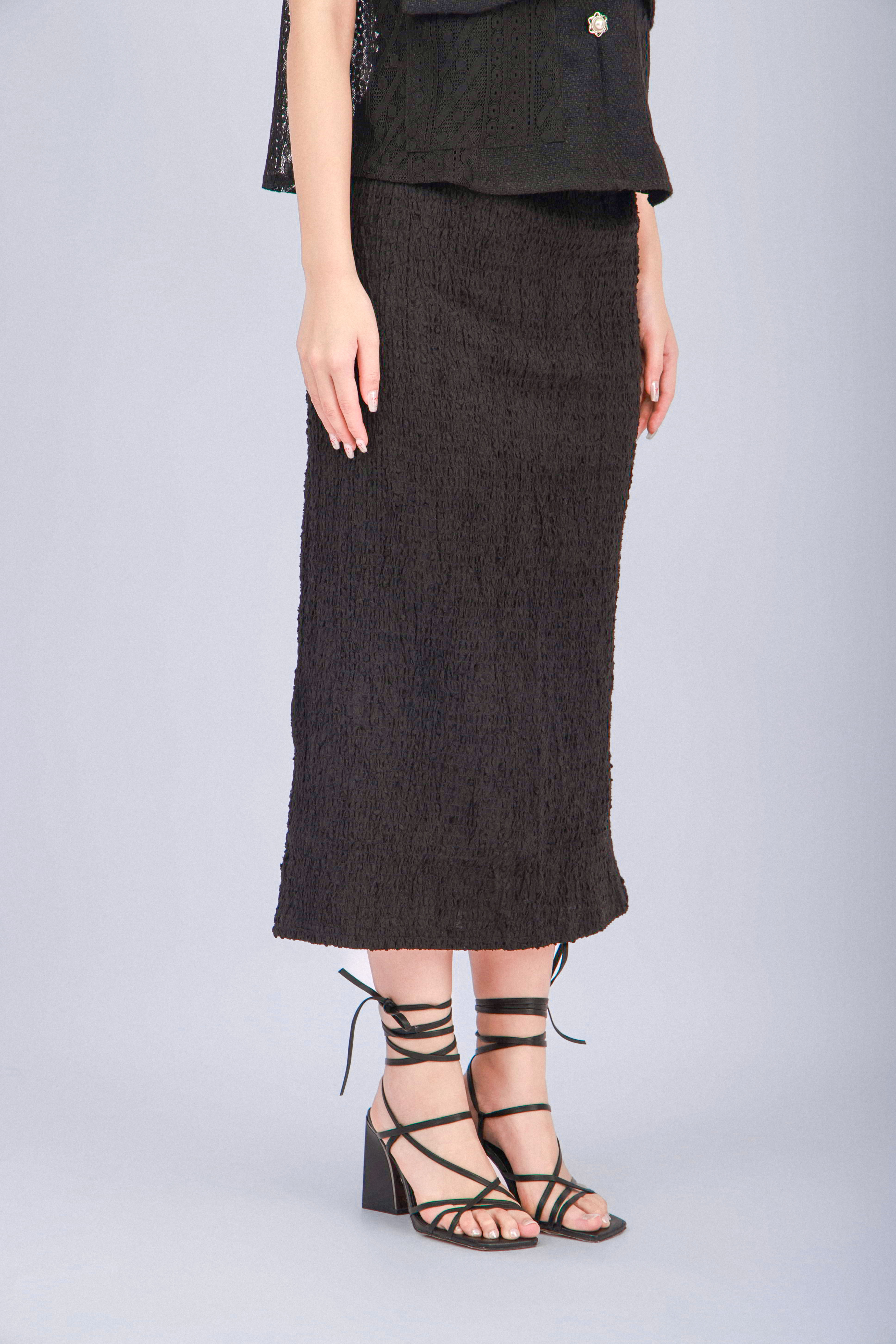 粒粒紋質感布半截裙 (現貨款式）