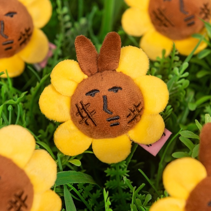 粉紅兔子向日葵絨毛胸針  [單個]