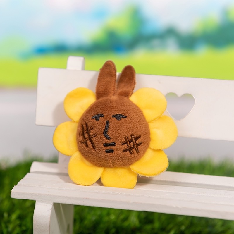 粉紅兔子向日葵絨毛胸針  [單個]