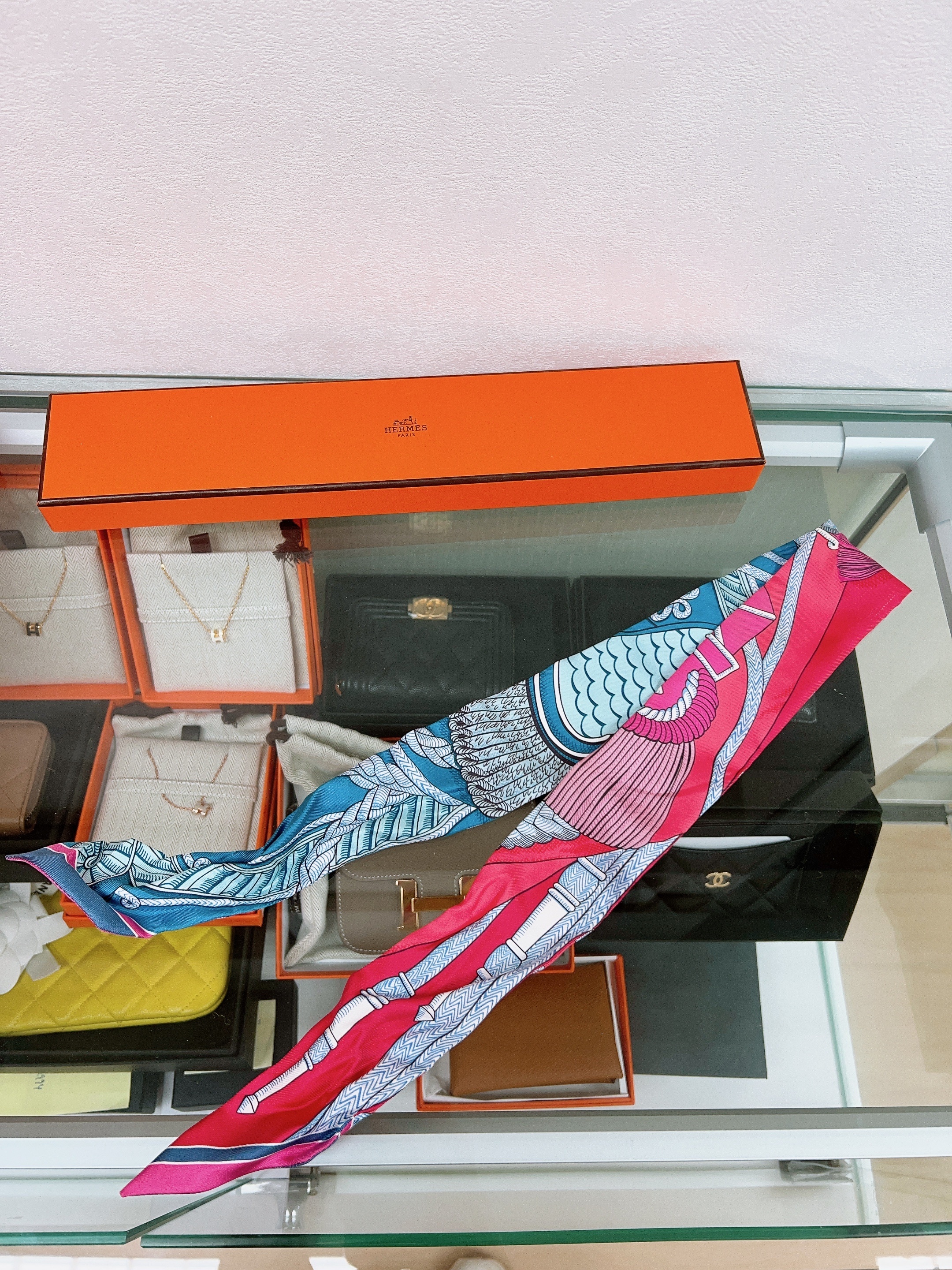 Hermes twilly (pink/ blue)