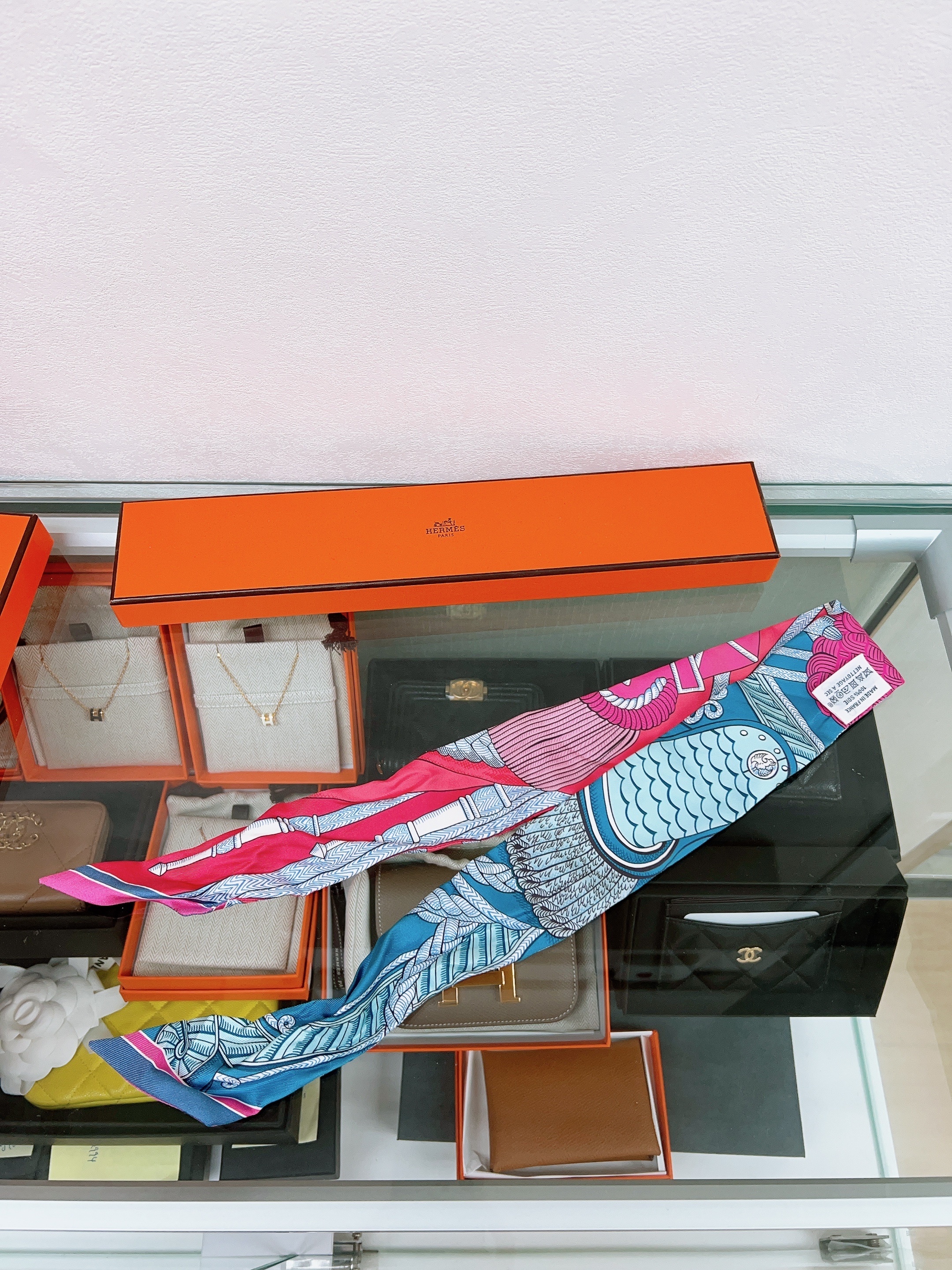 Hermes twilly (pink/ blue)