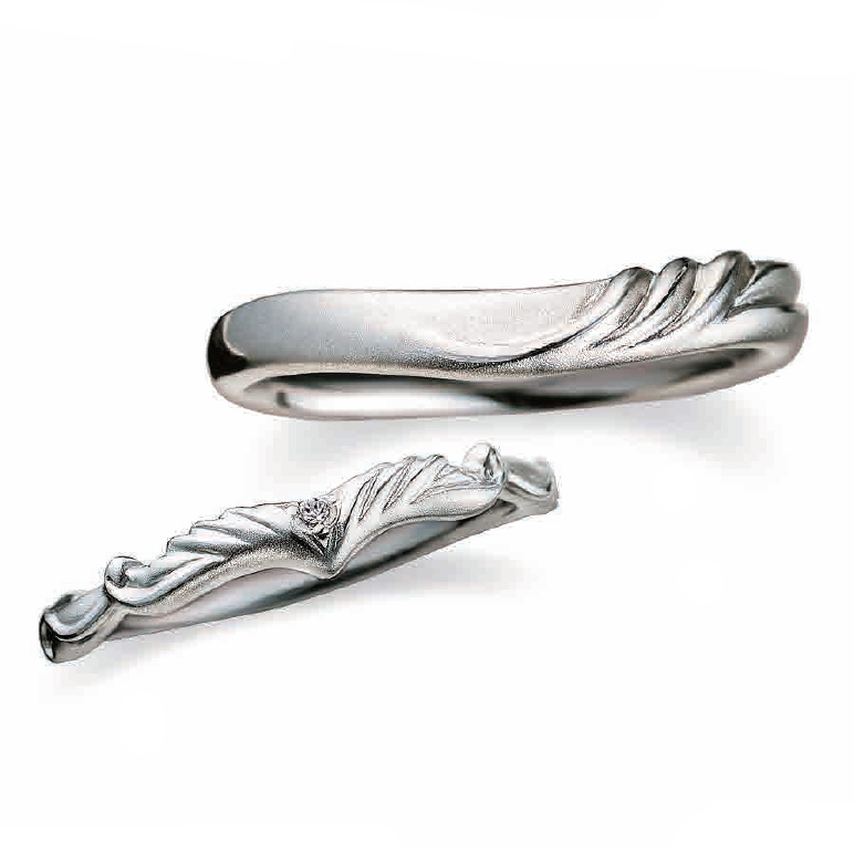 18K白金天然鑽石結婚戒指