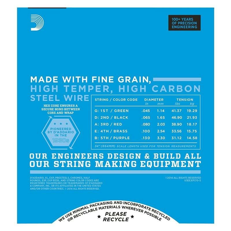 美國 D'addario EXP170-5(45-130) 五弦貝士弦 BASS弦 貝斯