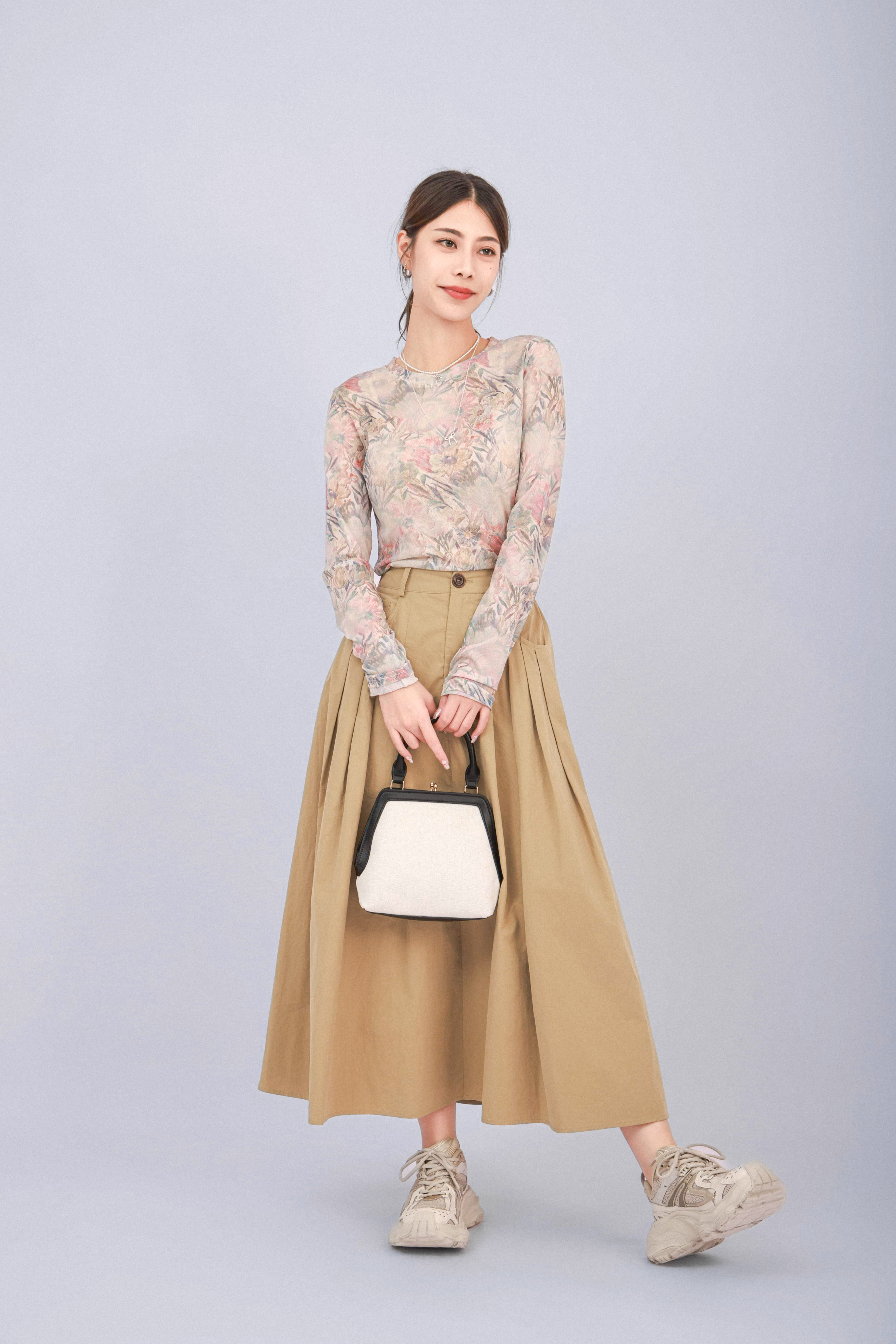 啪啪扣帆布拼皮邊手袋（*現貨款式）