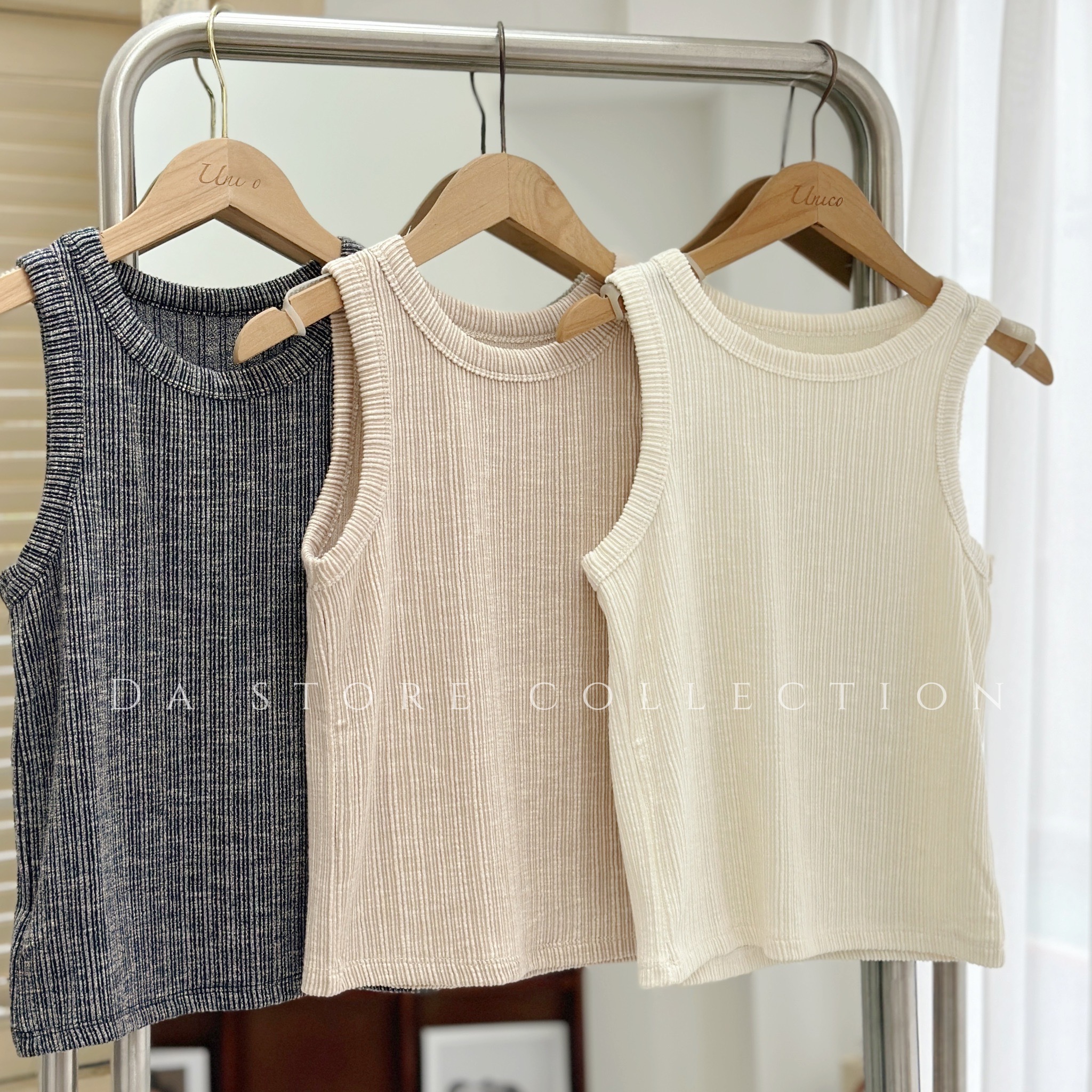 坑條混織背心/三色