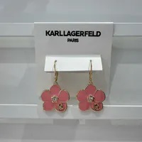 [S] KARL LAGERFELD JG240019 FLOWER WITH MINI KL LOGO EARRINGS,GOLD, 8720744889045 (SKL1028)