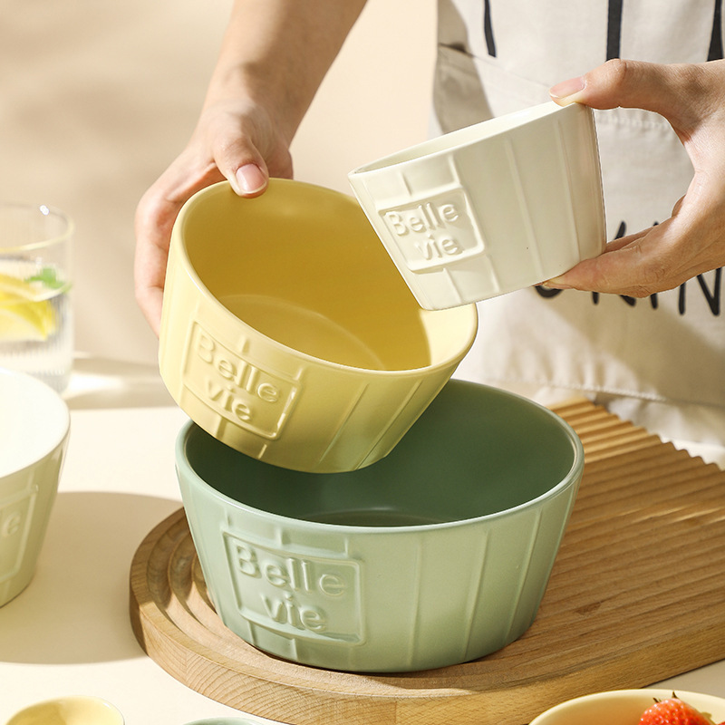 《4213》高顔值簡約字母沙拉陶瓷碗