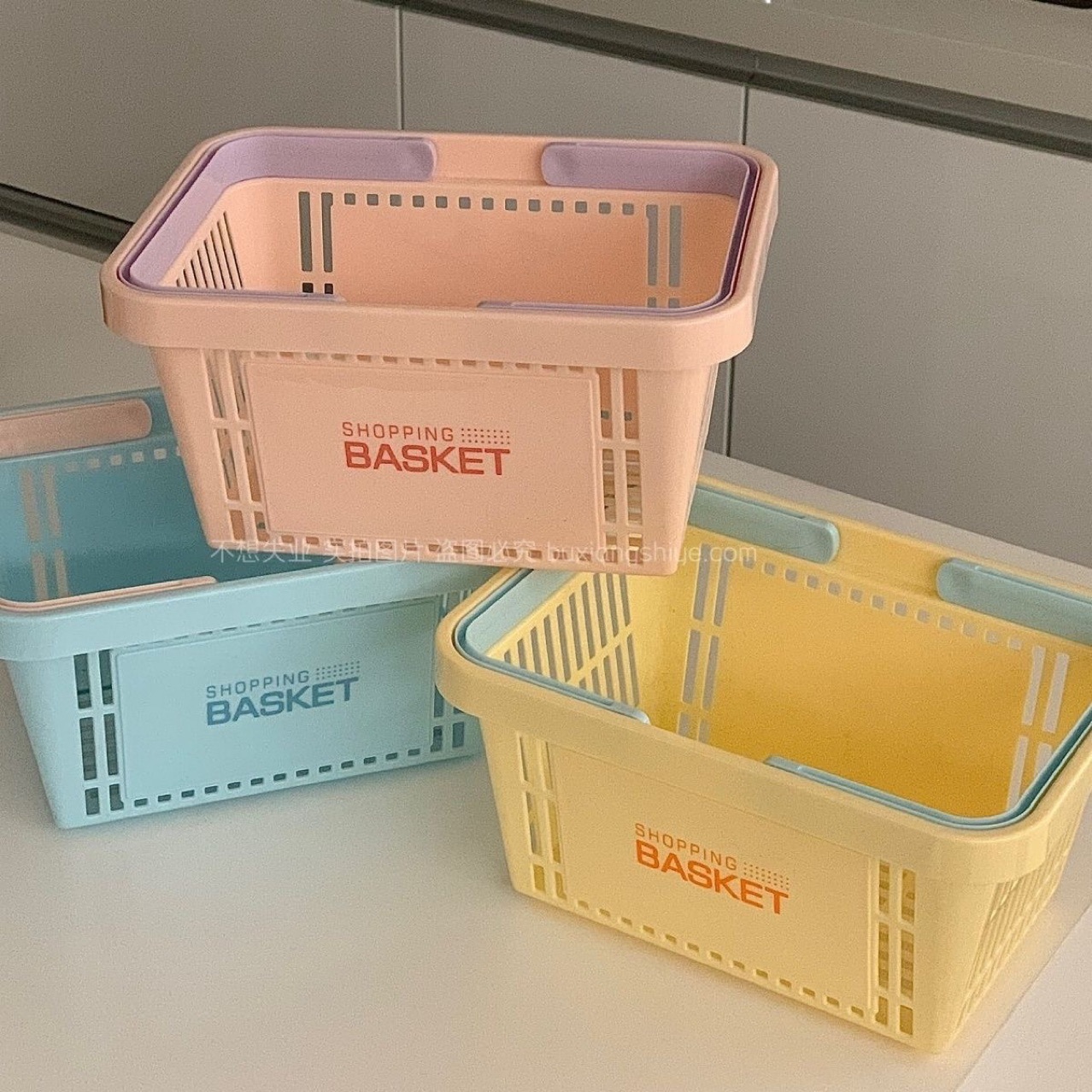 《4216》北歐風奶油色系撞色收納提籃