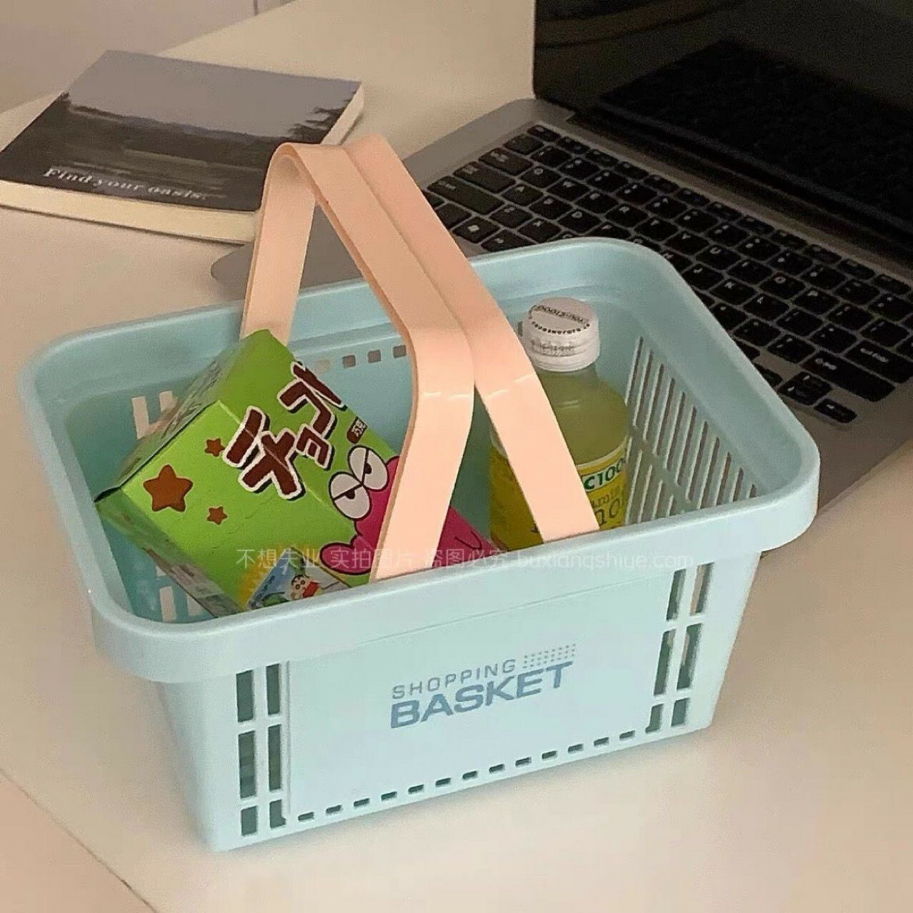 《4216》北歐風奶油色系撞色收納提籃