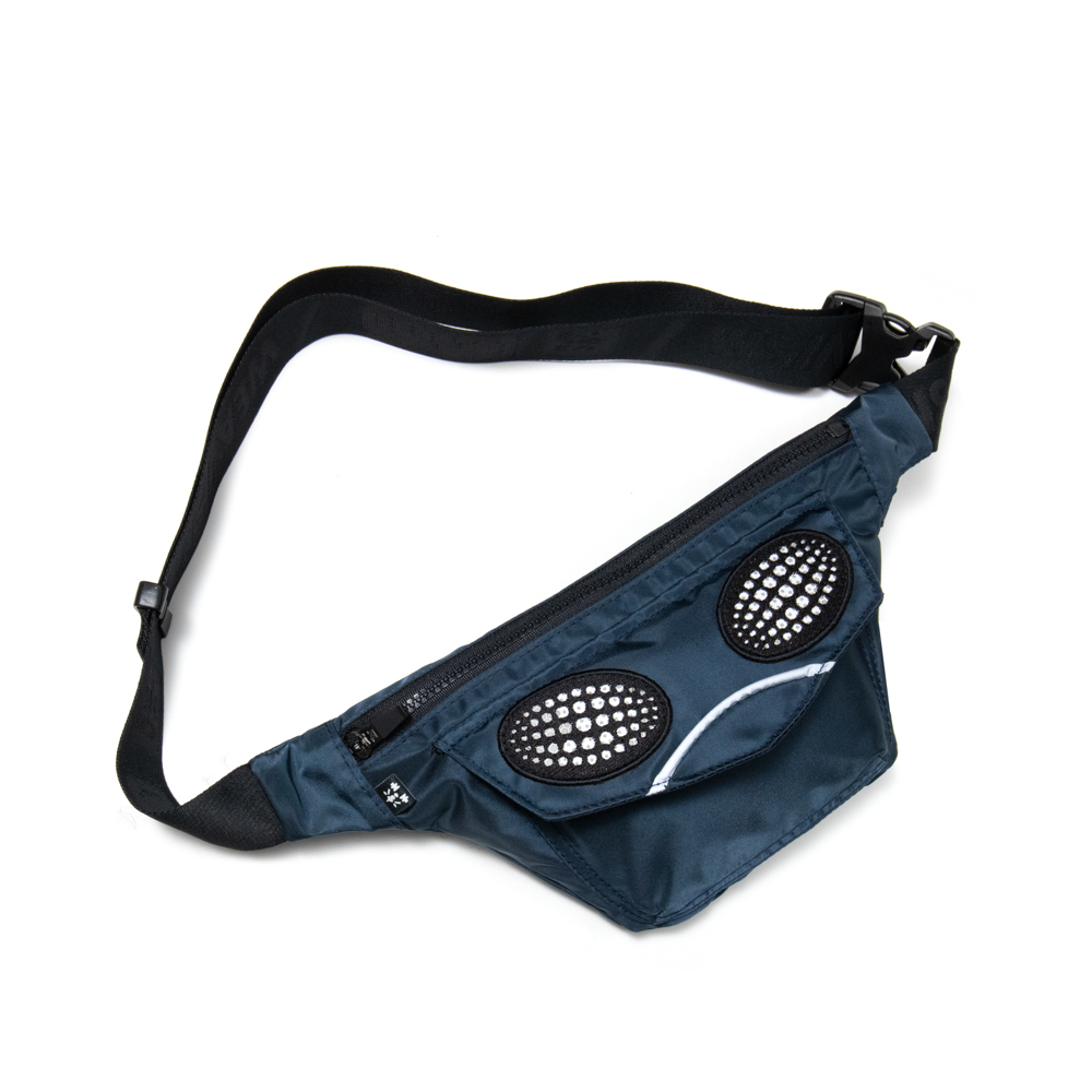 反光怒目肩腰包-深藍