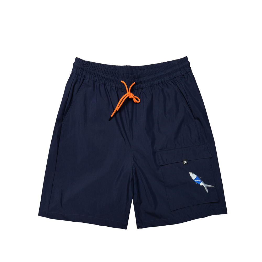 衝浪魚防潑水短褲-藍