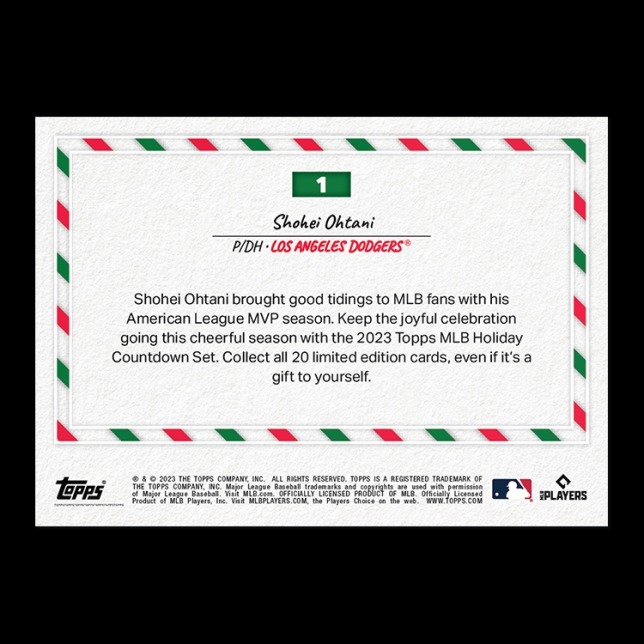 MLB球員卡 Shohei Ohtani - 2023 Topps MLB Holiday Card 1 - PR: 24372