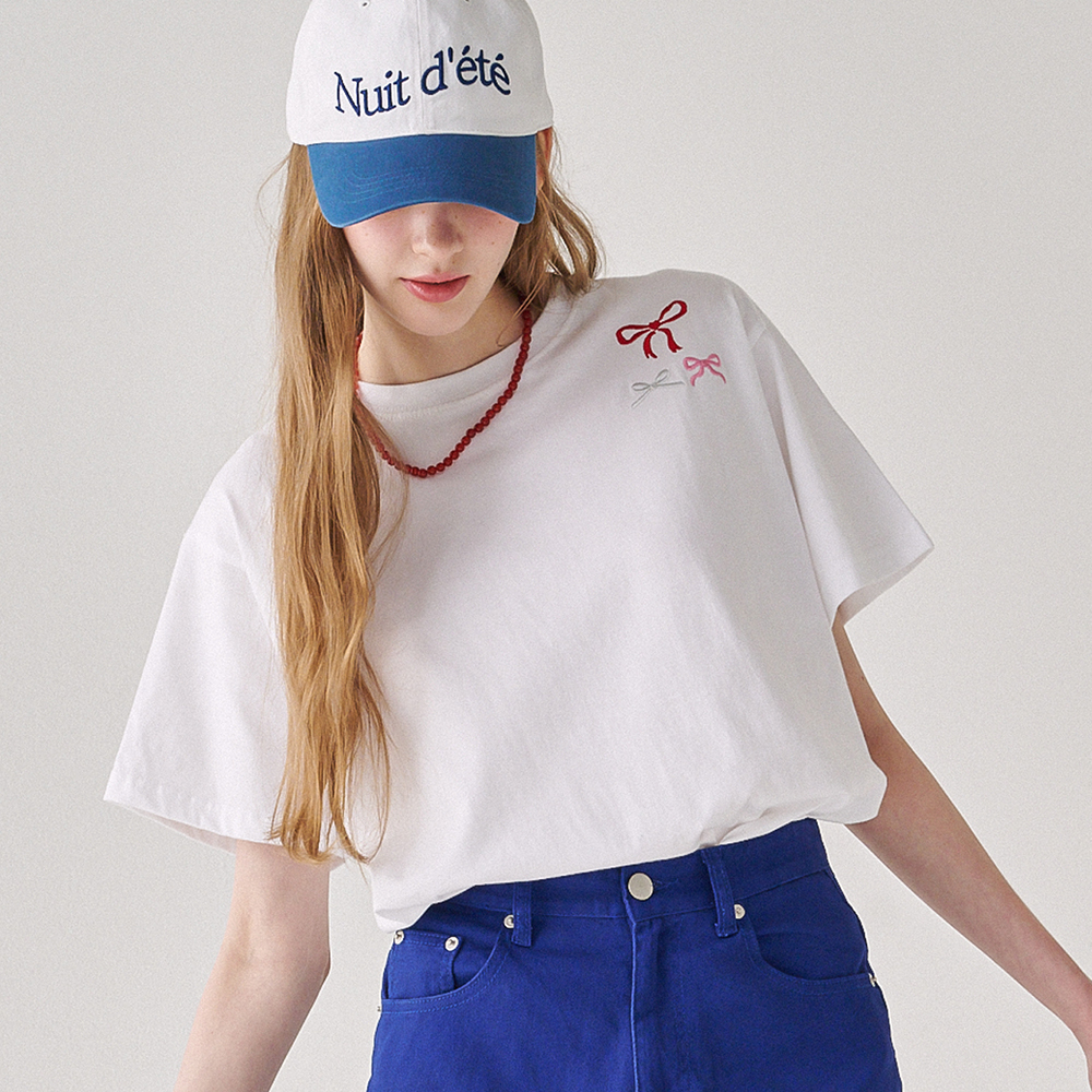 RONRON 3 RIBBON BASIC FIT T SHIRT WHITE