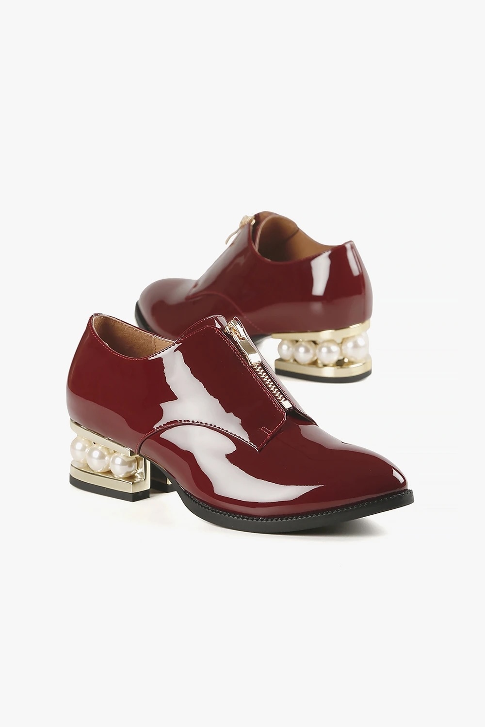 9069-302 珍珠中跟牛津款