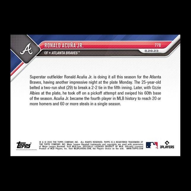 MLB球員卡 Ronald Acuña Jr. - 2023 MLB TOPPS NOW® Card 778 - PR: 1541