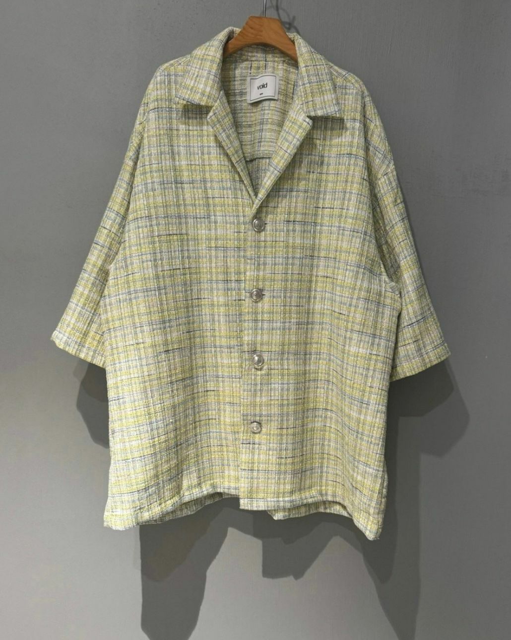 格紋開胸短袖外套 VOID-026JK