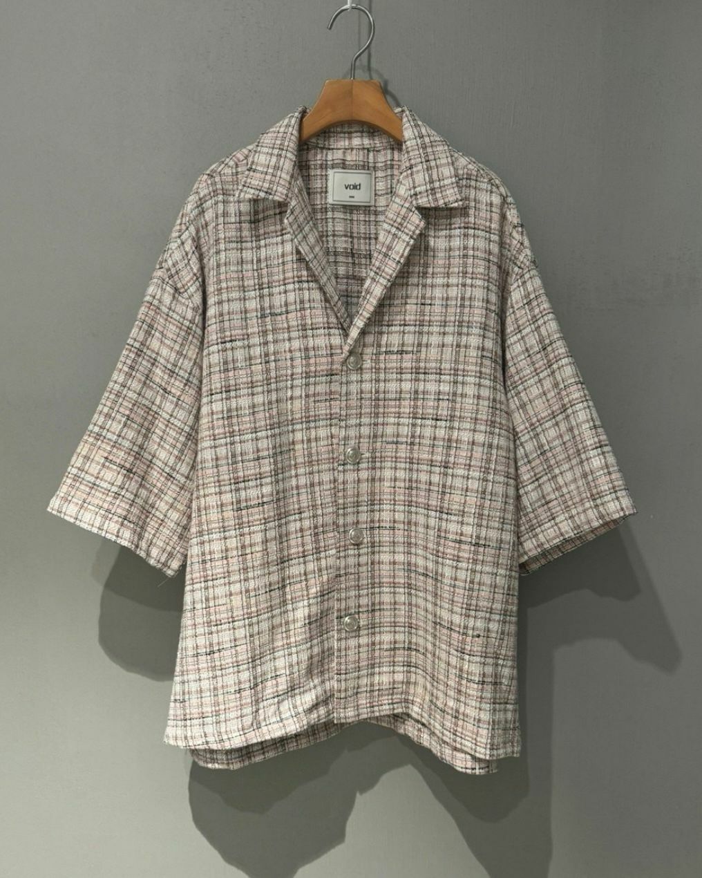 格紋開胸短袖外套 VOID-026JK