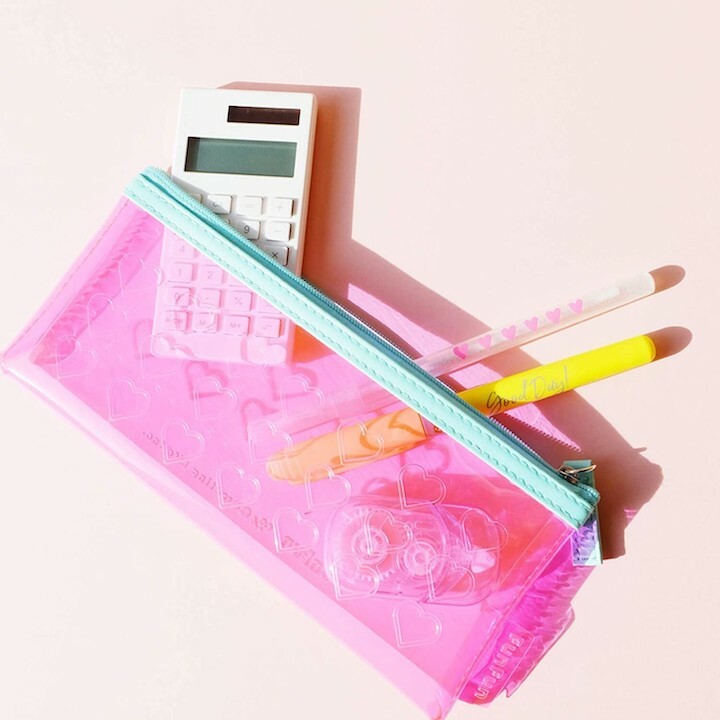 Chic－心型 螢光色透明筆袋 ｜日本Greeting Life