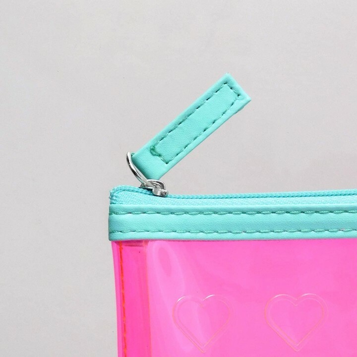 Chic－心型 螢光色透明筆袋 ｜日本Greeting Life