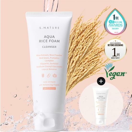 《Olive Young連線》S.NATURE Aqua Rice Mild Acidic Foam Cleanser 160mL Special Set (Special Gift: 20mL)
