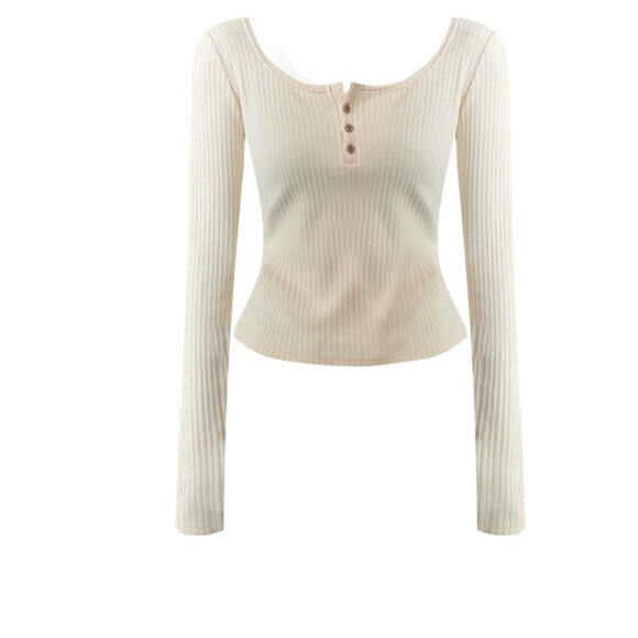 Hot selling U-neck bottoming shirt [Apricot color] Sizes [S-L] [Please contact customer service to confirm the delivery size after placing the order]