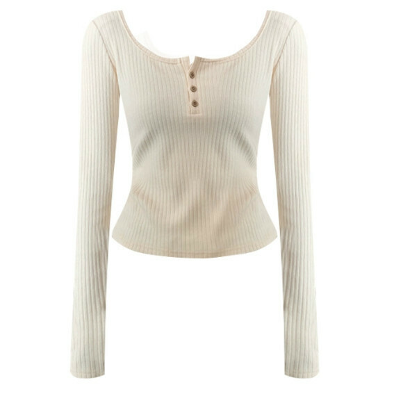 Hot selling U-neck slim-fitting base sweater [Apricot color] Sizes [S-L] [Please contact customer service to confirm the delivery size after placing the order]