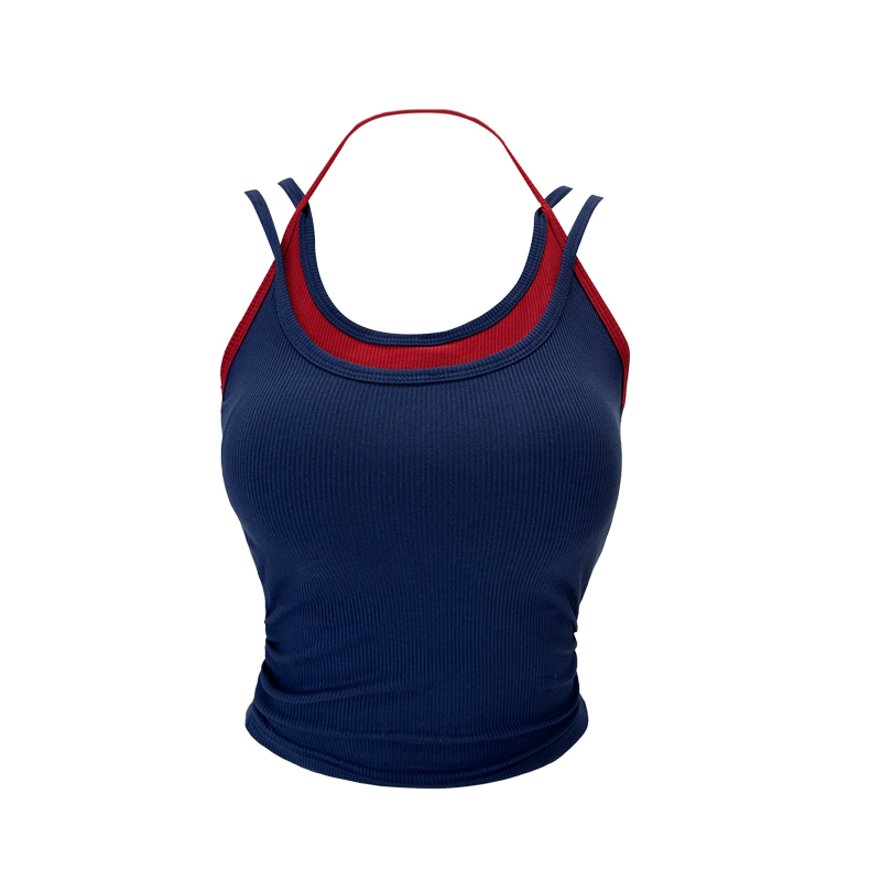 Hot selling fake two-piece halterneck vest (navy blue, one size fits all)