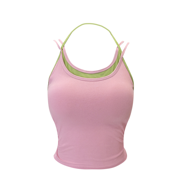 Hot selling fake two-piece halterneck vest (pink, one size fits all)