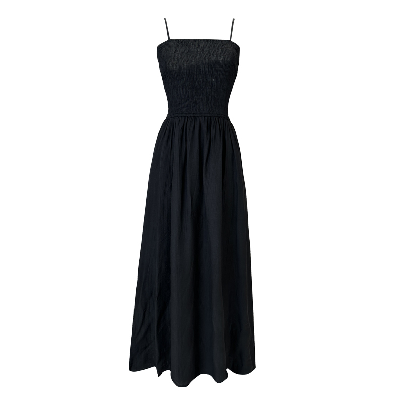 Hot selling pleated waist long skirt (black, one size fits all)