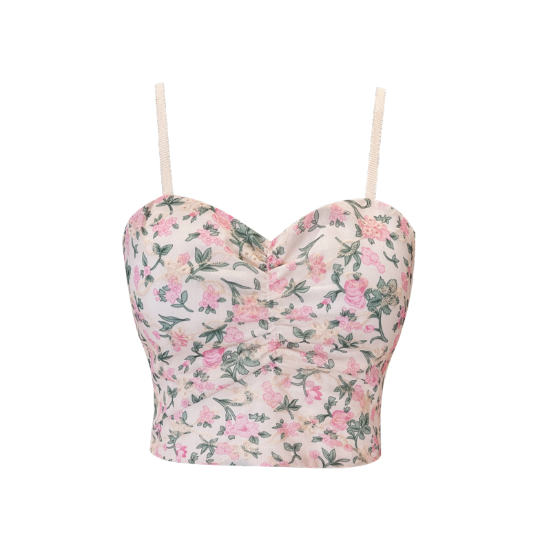 Hot selling camisole with breast pads (pink floral, one size fits all)