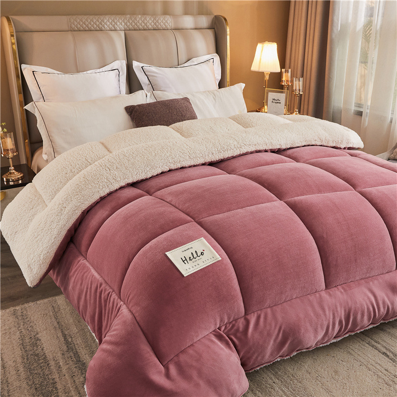 Popular winter thickened warm blanket double bed comfortable luxury quilt (red) 180x220cm (3kg) thin