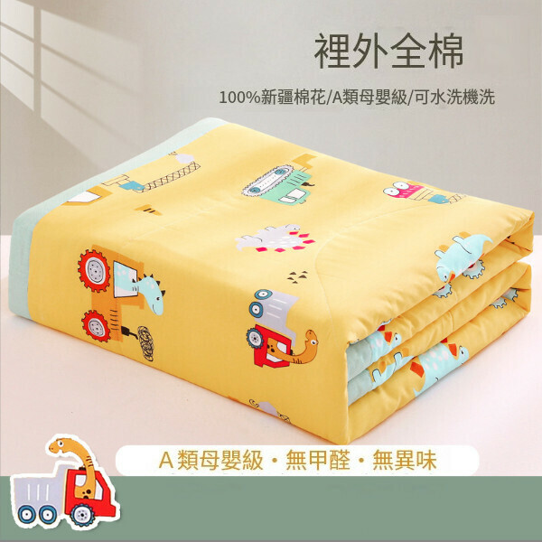 熱賣全棉夏被純棉夏涼被可機洗空調被【工程車-黃】【單夏被150x200cm】