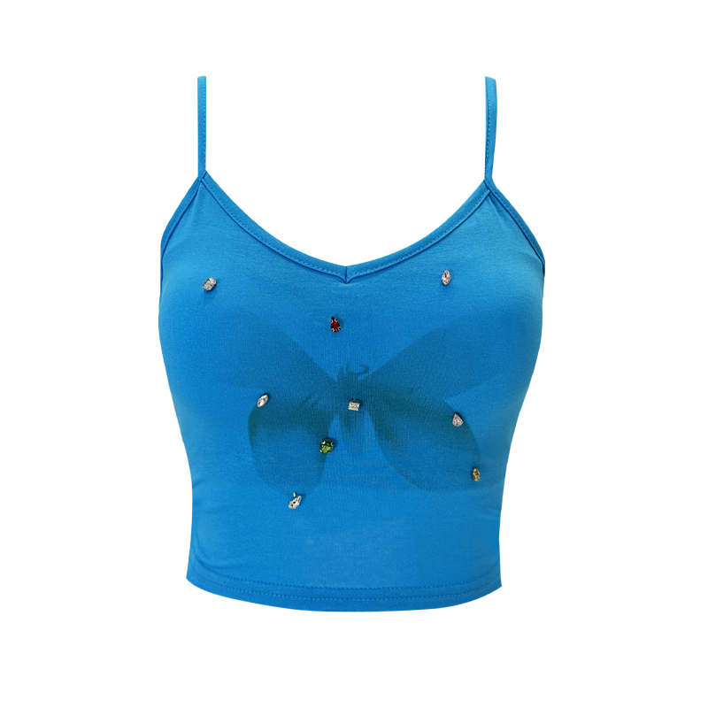 Hot selling colorful diamond bow printed vest (blue, one size fits all)