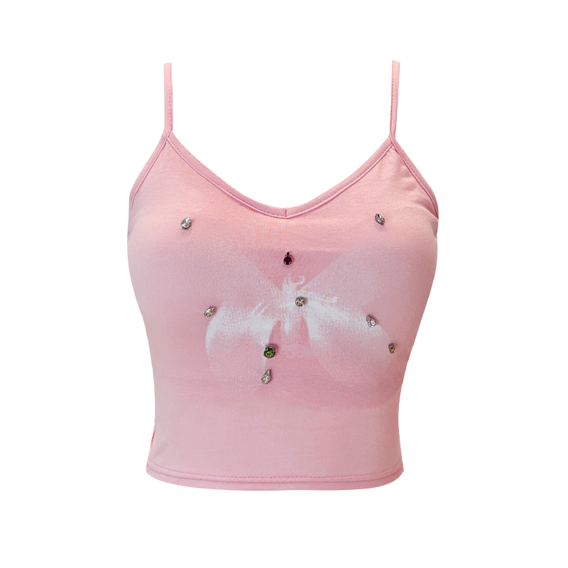 Hot selling colored diamond bow printed vest (pink, one size fits all)