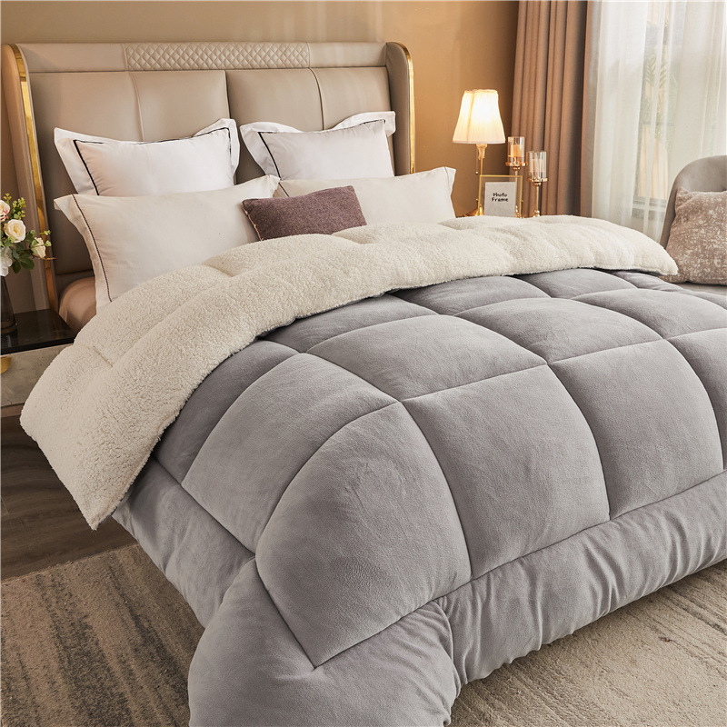 爆款冬季加厚溫暖毛毯雙人床款舒適豪華被(灰色)200x230cm (5kg)中厚款