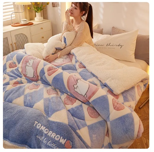 爆款冬季加厚溫暖毛毯舒適豪華被(可愛動物花款)200x230cm (6kg)No-3色