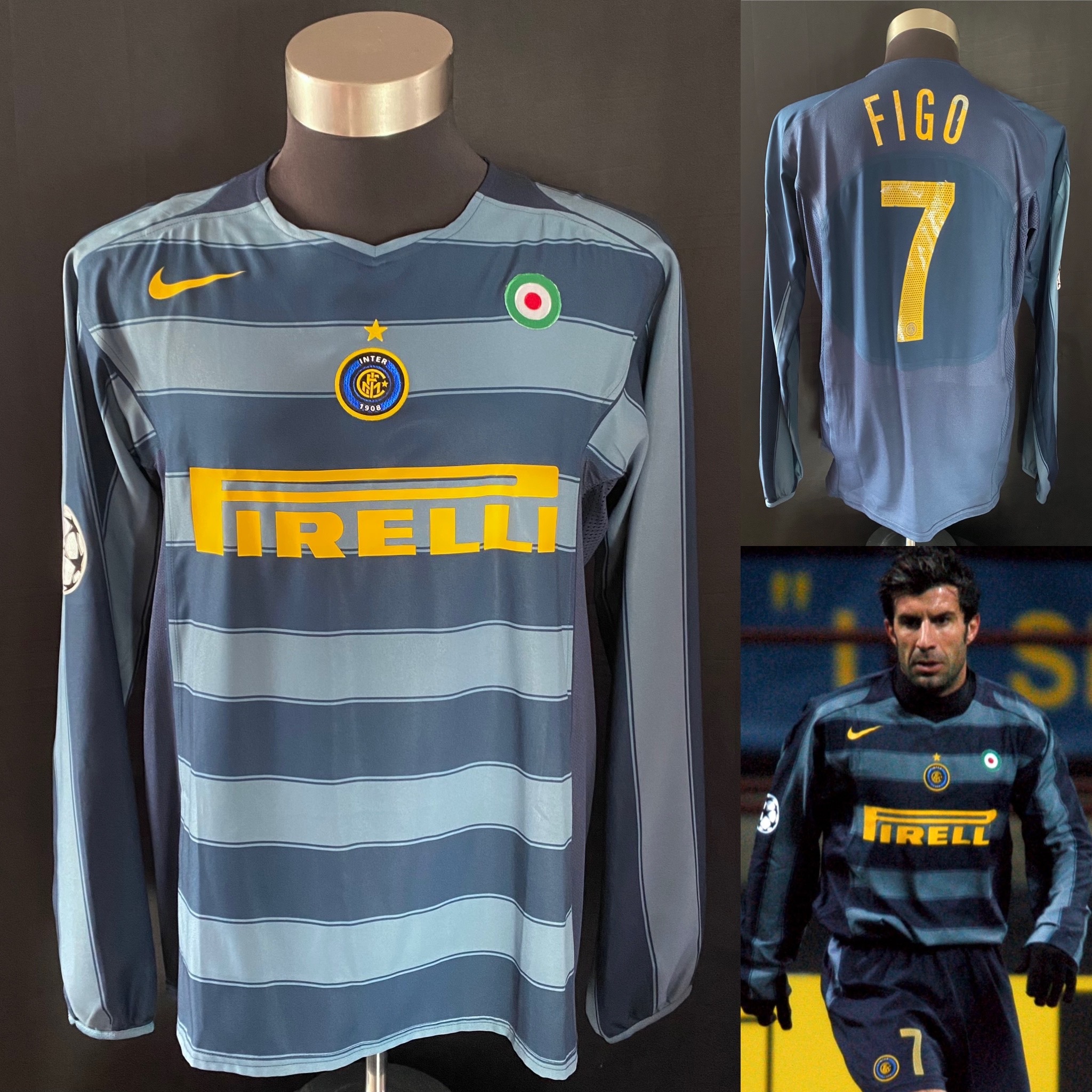 (Match Issue) Inter Milan 2005-2006 UEFA Champions League Nike Third Match Issue Shirt #7 FIGO