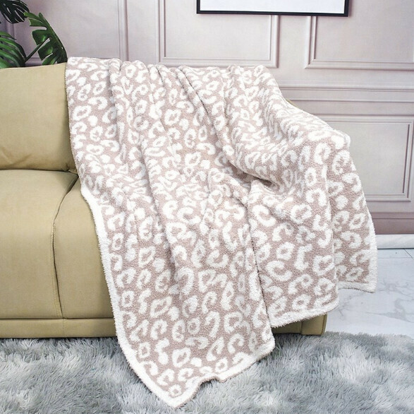 Hot Recommended (1 Pack) Nap Coral Fleece Throw Blanket (khaki + white) (size: 127*152cm)