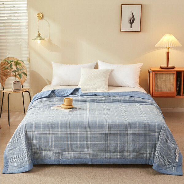 Hot selling summer cotton air conditioning quilt pure cotton quilt core thin quilt [blue stripe] [double summer quilt 180x220cm]