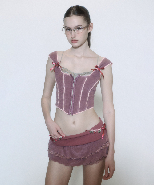 SCULPTOR - Rosy Terry Corset Top (Purple)
