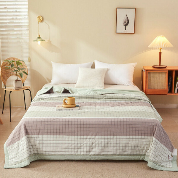 Hot selling summer cotton air conditioning quilt pure cotton quilt core thin quilt [shallow strips small grid] [double summer quilt 200x230cm]