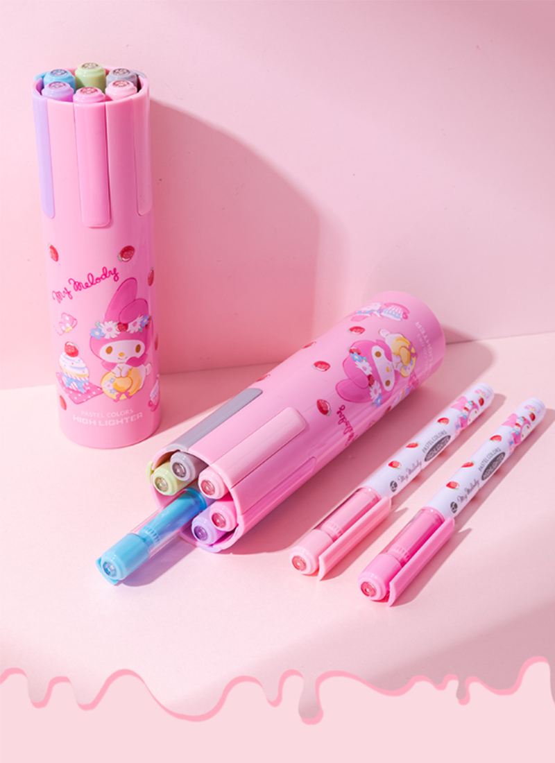 一正文具三麗鷗形象圓筒6色螢光筆套裝 YZ9896