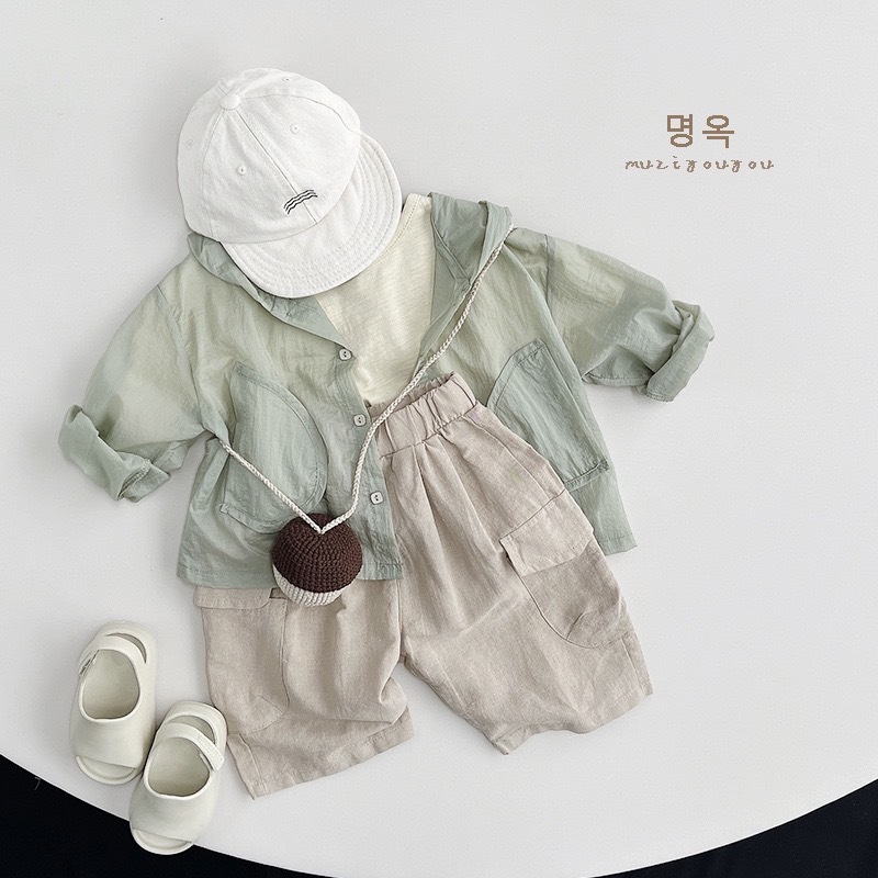 棉麻側口袋休閒褲