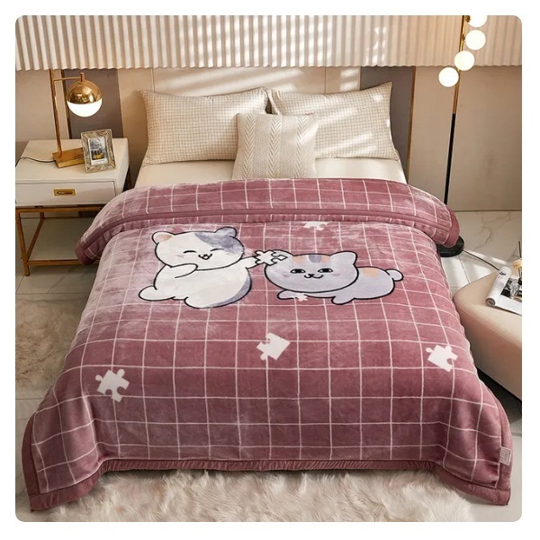 爆款雙層加厚毛毯保暖雙面毛法蘭絨毯珊瑚絨毯 140x190cm 1.5kg (款色10)