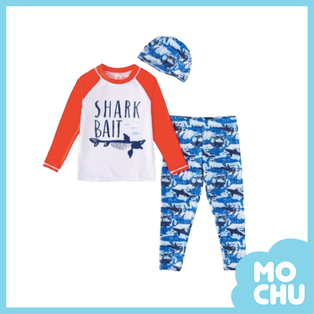 鯊魚骨頭長袖兩件式泳裝